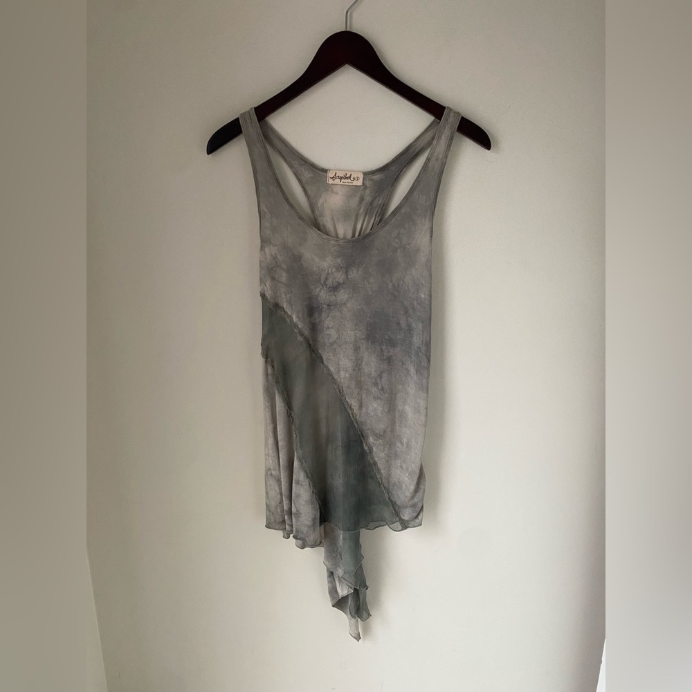 Scrapbook New York Green Silk Mesh Boho Sleeveless Fairycore y2k grunge